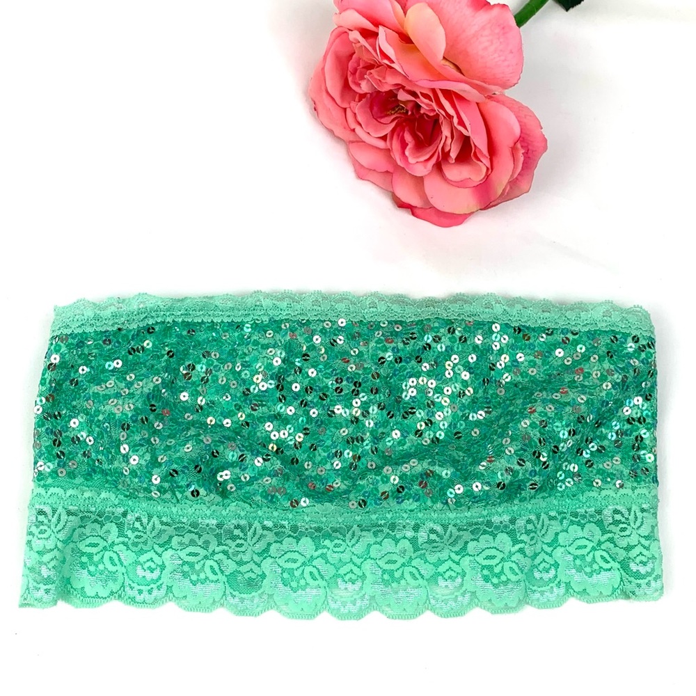 PINK VS sequin lace trim bandeau bra